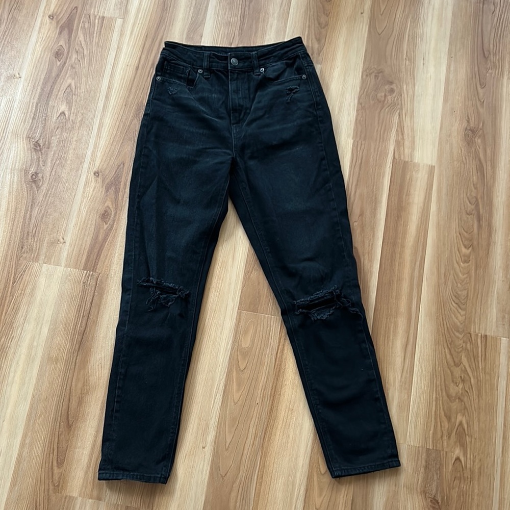 Distressed mom jeans